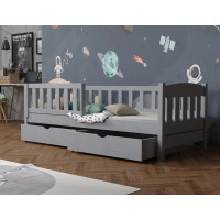 Dětská postel z masivu borovice BEN se šuplíky - 180x80 cm - ŠEDÁ