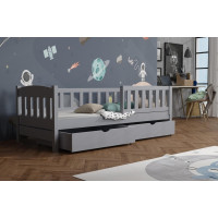 Dětská postel z masivu borovice BEN se šuplíky - 200x80 cm - ŠEDÁ