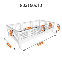 Dětská postel z masivu borovice LUNA 10 - 160x80 cm