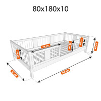 Dětská postel z masivu borovice LUNA 10 - 180x80 cm