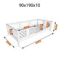 Dětská postel z masivu borovice LUNA 10 - 190x90 cm