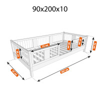 Dětská postel z masivu borovice LUNA 10 - 200x90 cm