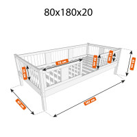 Dětská postel z masivu borovice LUNA 20 - 180x80 cm