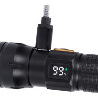 Solight LED nabíjecí svítilna s displayem, 200lm, zoom, Li-Ion