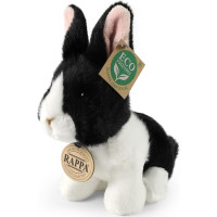 Rappa Plyšový králík bílo-černý sedící 16 cm ECO-FRIENDLY