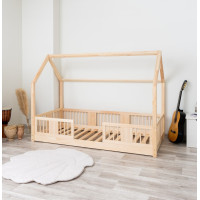 Dětská domečková Montessori postel z masivu borovice LUNA L - 160x80 cm