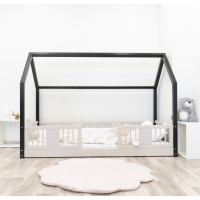 Dětská domečková Montessori postel z masivu borovice LUNA L - 160x80 cm