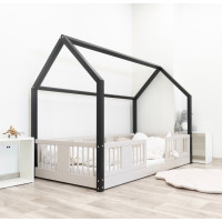 Dětská domečková Montessori postel z masivu borovice LUNA L - 160x80 cm