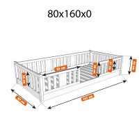 Dětská Montessori postel z masivu borovice NIKO - 160x80 cm