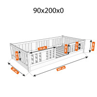 Dětská Montessori postel z masivu borovice NIKO - 200x90 cm