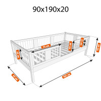 Dětská postel z masivu borovice LUNA 20 - 190x90 cm