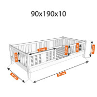 Dětská postel z masivu borovice NIKO 10 - 190x90 cm