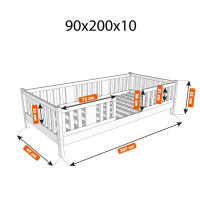 Dětská postel z masivu borovice NIKO 10 - 200x90 cm