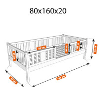 Dětská postel z masivu borovice NIKO 20 - 160x80 cm