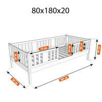 Dětská postel z masivu borovice NIKO 20 - 180x80 cm