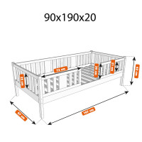Dětská postel z masivu borovice NIKO 20 - 190x90 cm