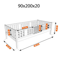 Dětská postel z masivu borovice NIKO 20 - 200x90 cm