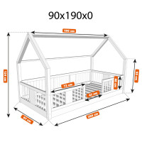 Dětská domečková Montessori postel z masivu borovice LUNA L - 190x90 cm
