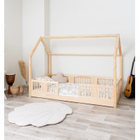 Dětská domečková Montessori postel z masivu borovice LUNA L - 180x80 cm