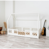 Dětská domečková Montessori postel z masivu borovice LUNA L - 180x80 cm