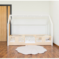Dětská domečková Montessori postel z masivu borovice LUNA L - 200x90 cm