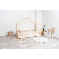 Dětská domečková Montessori postel z masivu borovice LUNA S - 180x80 cm