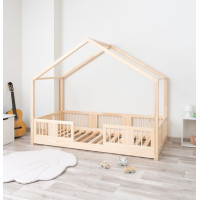Dětská domečková Montessori postel z masivu borovice LUNA S - 180x80 cm