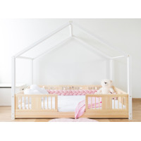 Dětská domečková Montessori postel z masivu borovice LUNA S - 200x90 cm