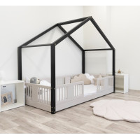 Dětská domečková Montessori postel z masivu borovice LUNA S - 190x90 cm