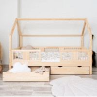 Dětská domečková postel z masivu borovice LUNA L 20 - 180x80 cm