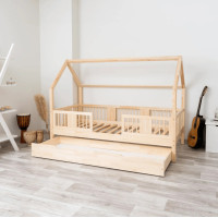 Dětská domečková postel z masivu borovice LUNA L 20 - 200x90 cm