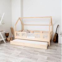 Dětská domečková postel z masivu borovice LUNA L 20 - 190x90 cm