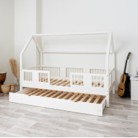 Dětská domečková postel z masivu borovice LUNA L 20 - 190x90 cm