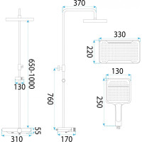 Sprchová souprava Rea BARI s termostatickou baterií a policí - černá