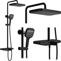 Sprchová souprava Rea BARI s termostatickou baterií a policí - černá