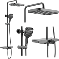 Sprchová souprava Rea BARI s termostatickou baterií a policí - titanová šedá