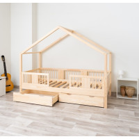 Dětská domečková postel z masivu borovice LUNA S 20 - 200x90 cm