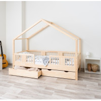 Dětská domečková postel z masivu borovice LUNA S 20 - 200x90 cm