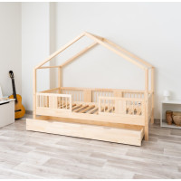 Dětská domečková postel z masivu borovice LUNA S 20 - 160x80 cm