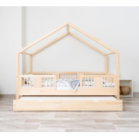 Dětská domečková postel z masivu borovice LUNA S 20 - 160x80 cm