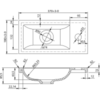 Aqualine Umývátko nábytkové, litý mramor, 37x18cm, bílá LM370