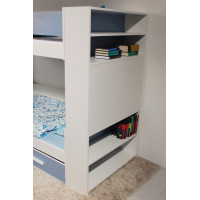 Dětská patrová postel z masivu borovice GASPAR se šuplíky a regálem - 200x80 cm - bílá