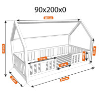 Dětská domečková Montessori postel z masivu borovice NIKO L - 200x90 cm