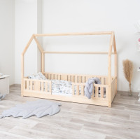 Dětská domečková Montessori postel z masivu borovice NIKO L - 180x80 cm
