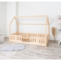 Dětská domečková Montessori postel z masivu borovice NIKO L - 190x90 cm