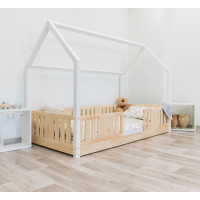 Dětská domečková Montessori postel z masivu borovice NIKO L - 190x90 cm