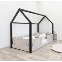 Dětská domečková Montessori postel z masivu borovice NIKO L - 190x90 cm