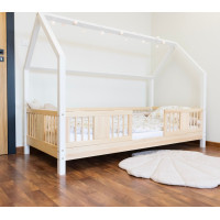 Dětská domečková postel z masivu borovice NIKO L 10 - 180x80 cm