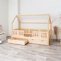 Dětská domečková postel z masivu borovice NIKO L 20 - 160x80 cm