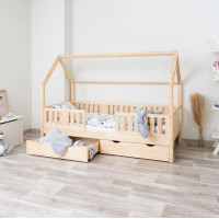 Dětská domečková postel z masivu borovice NIKO L 20 - 180x80 cm